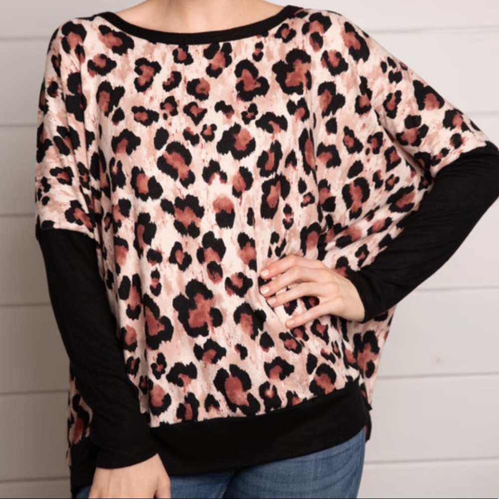 Honeyme Leopard Print Top, Medium